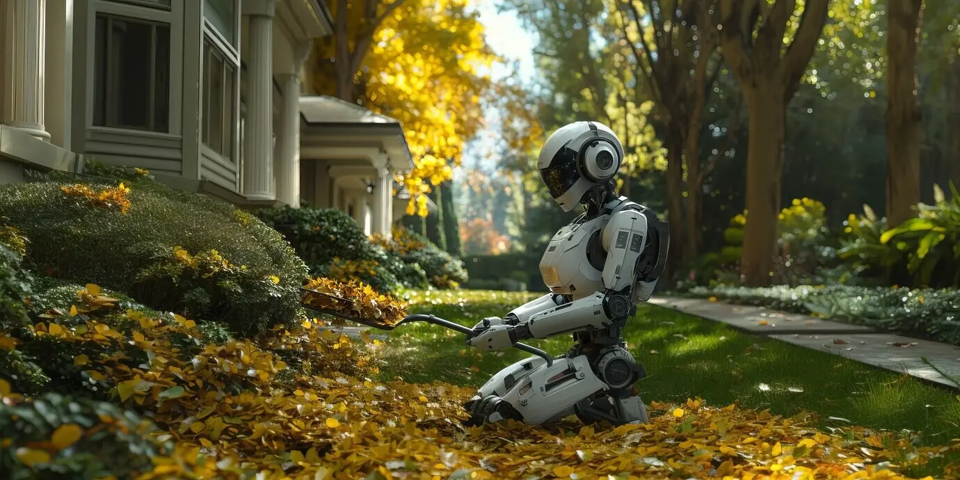 Ansicht eines Roboters bei der Pflege und Instandhaltung von Gärten.